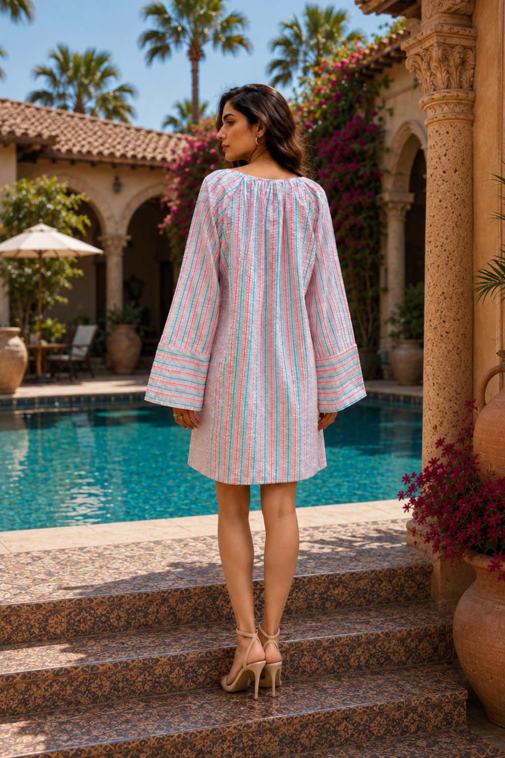 Textured Stripe Mini Dress