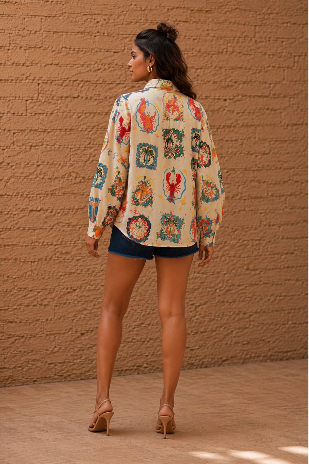 Multi Print Bow Tie Top