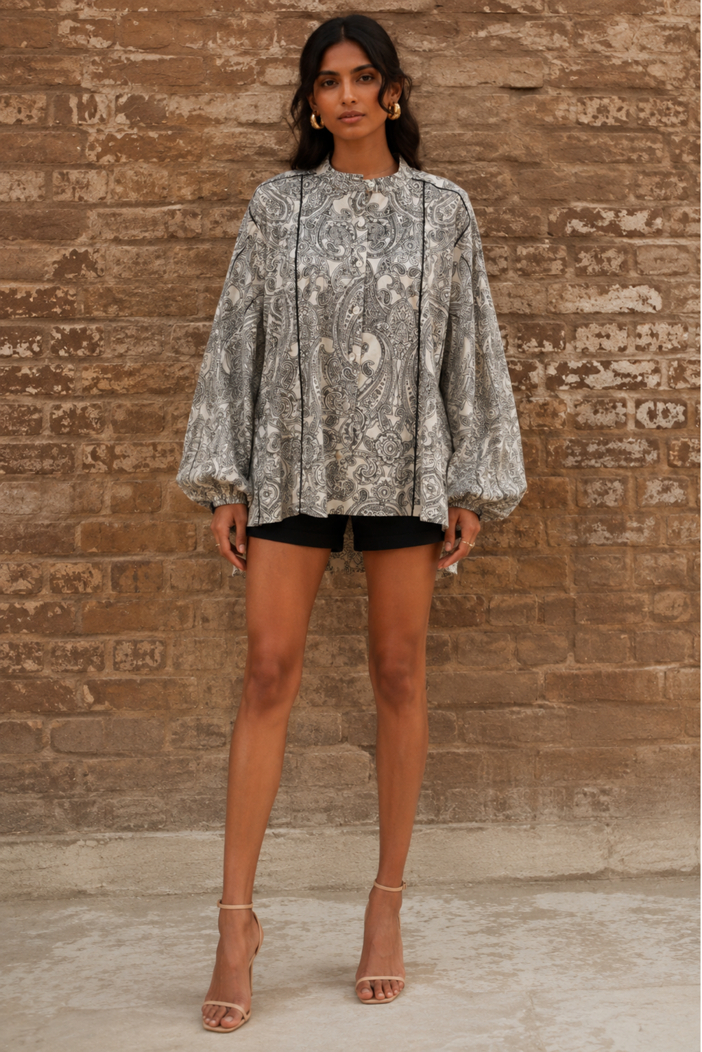 Panelled Paisley Print Top