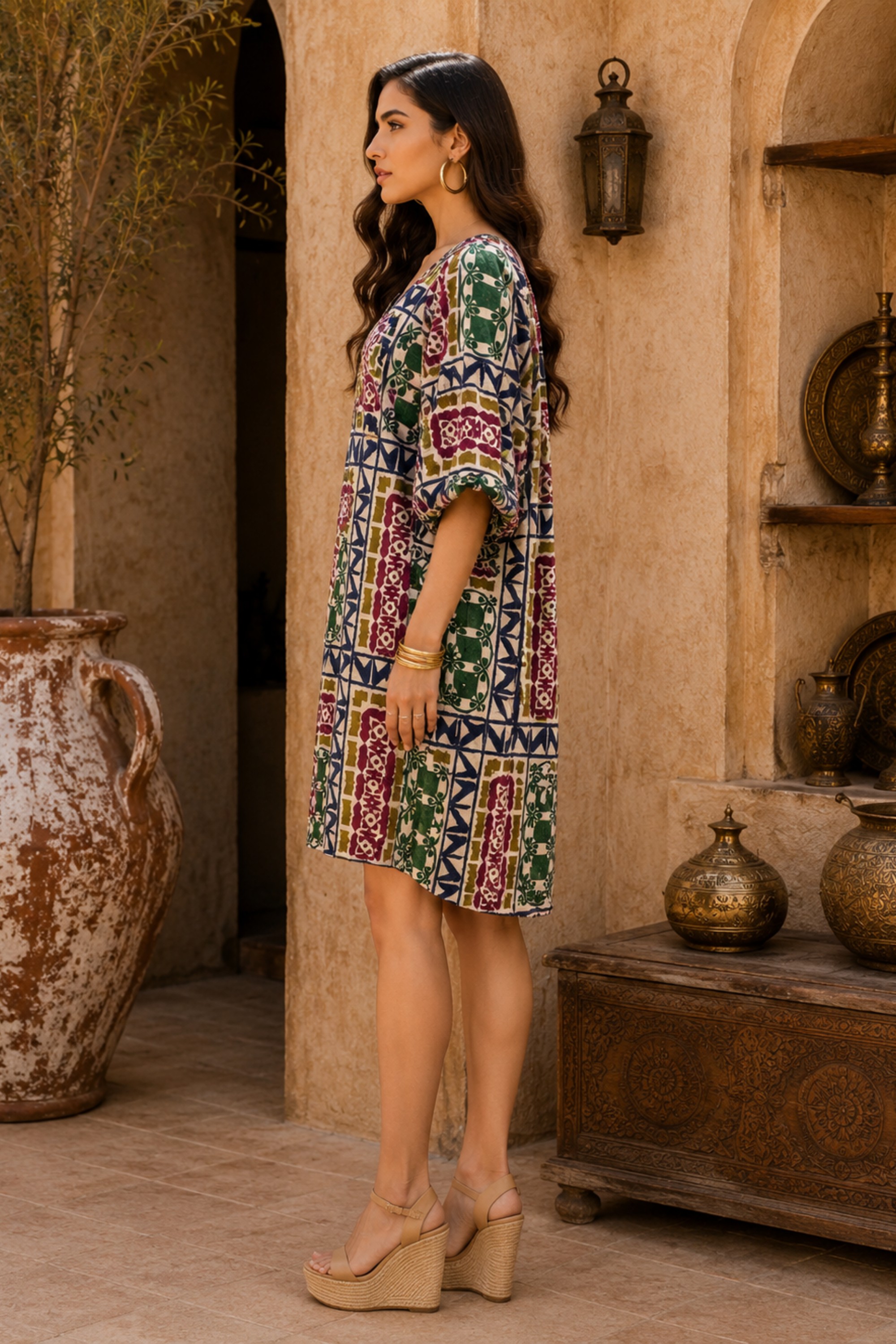 Tile Print Mini Dress