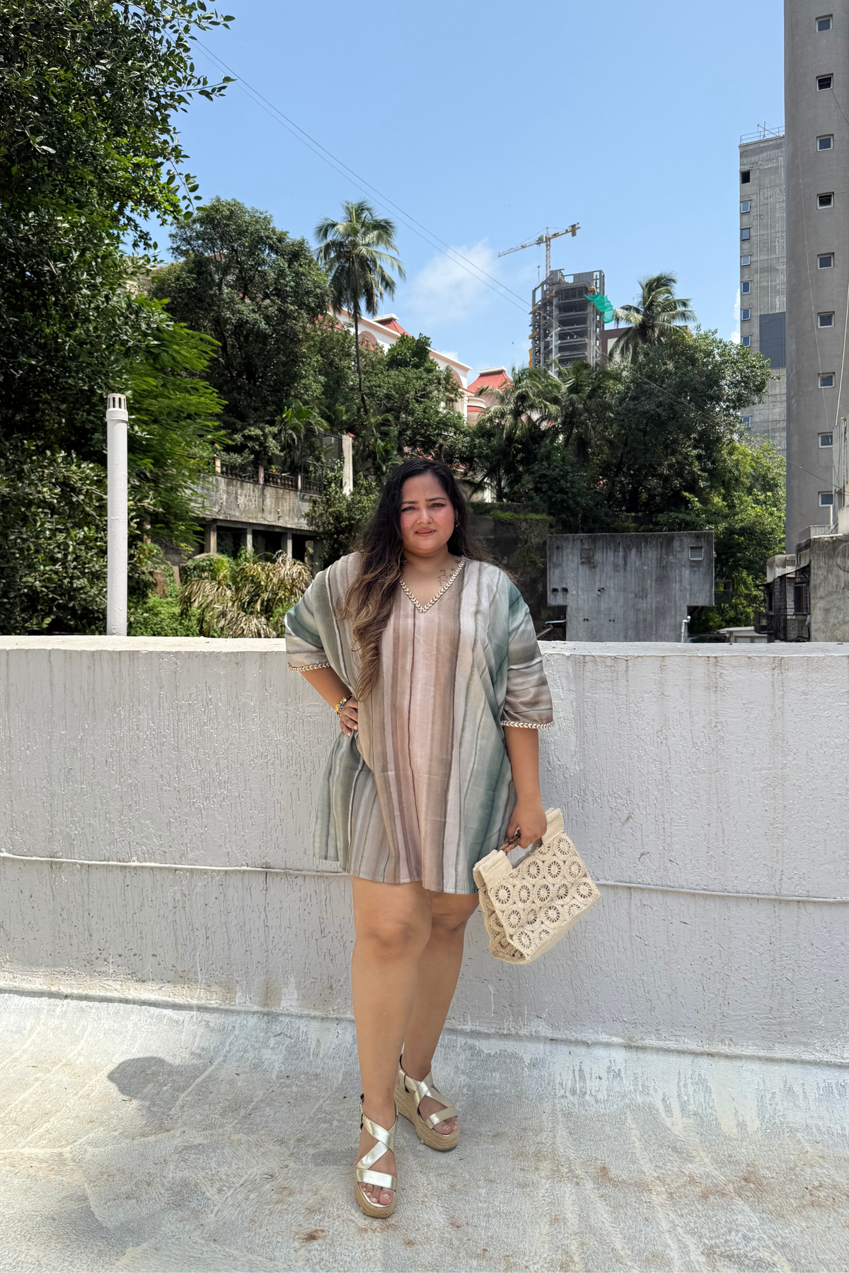 Green Ombre Short Kaftan