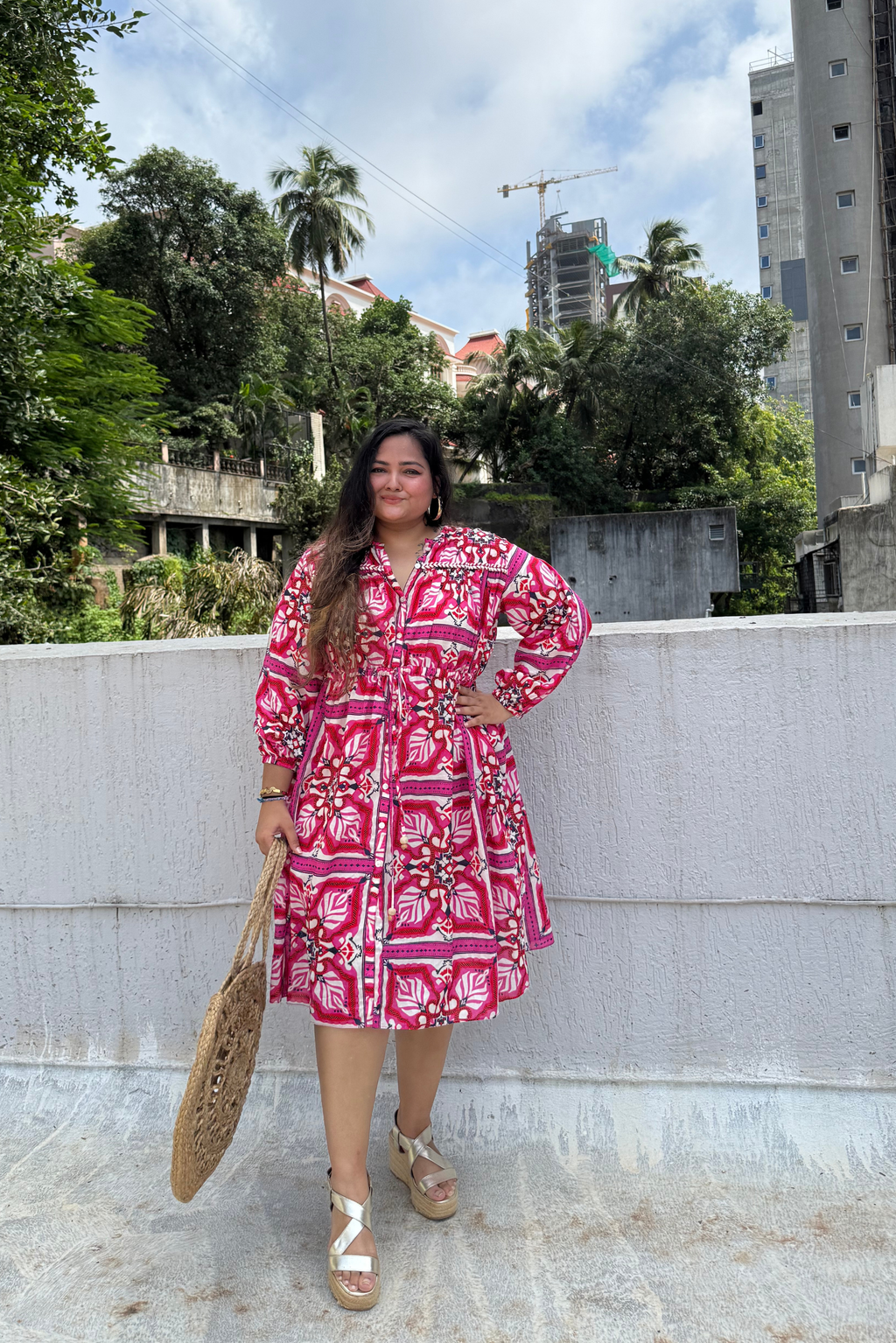 Tile Print Midi Dress