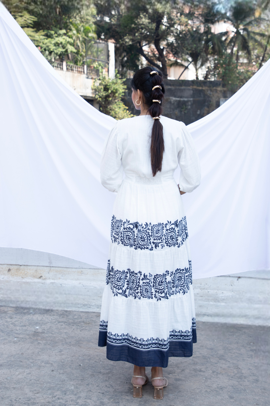 Tiered Dress with Plunge Neckline