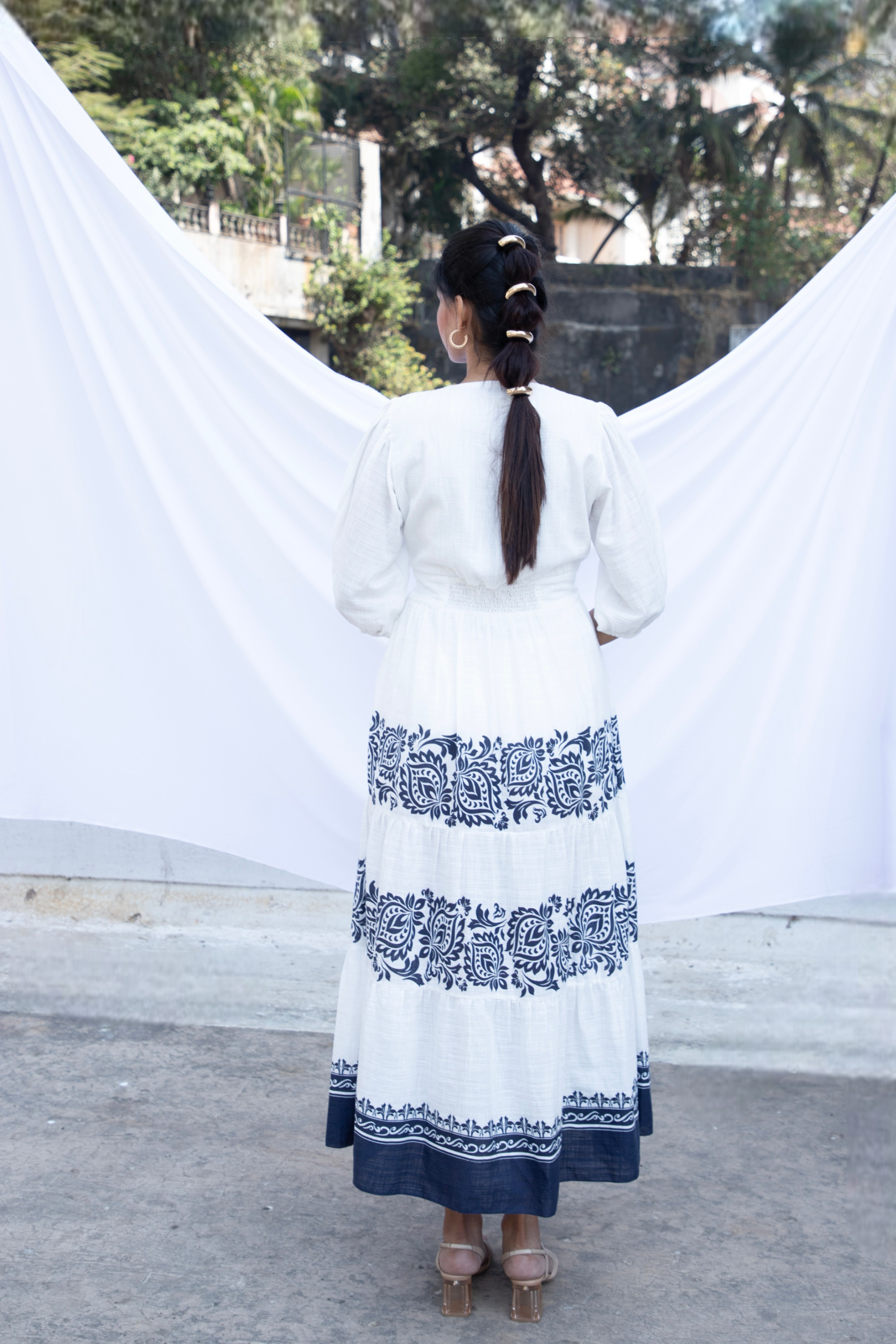 Tiered Dress with Plunge Neckline