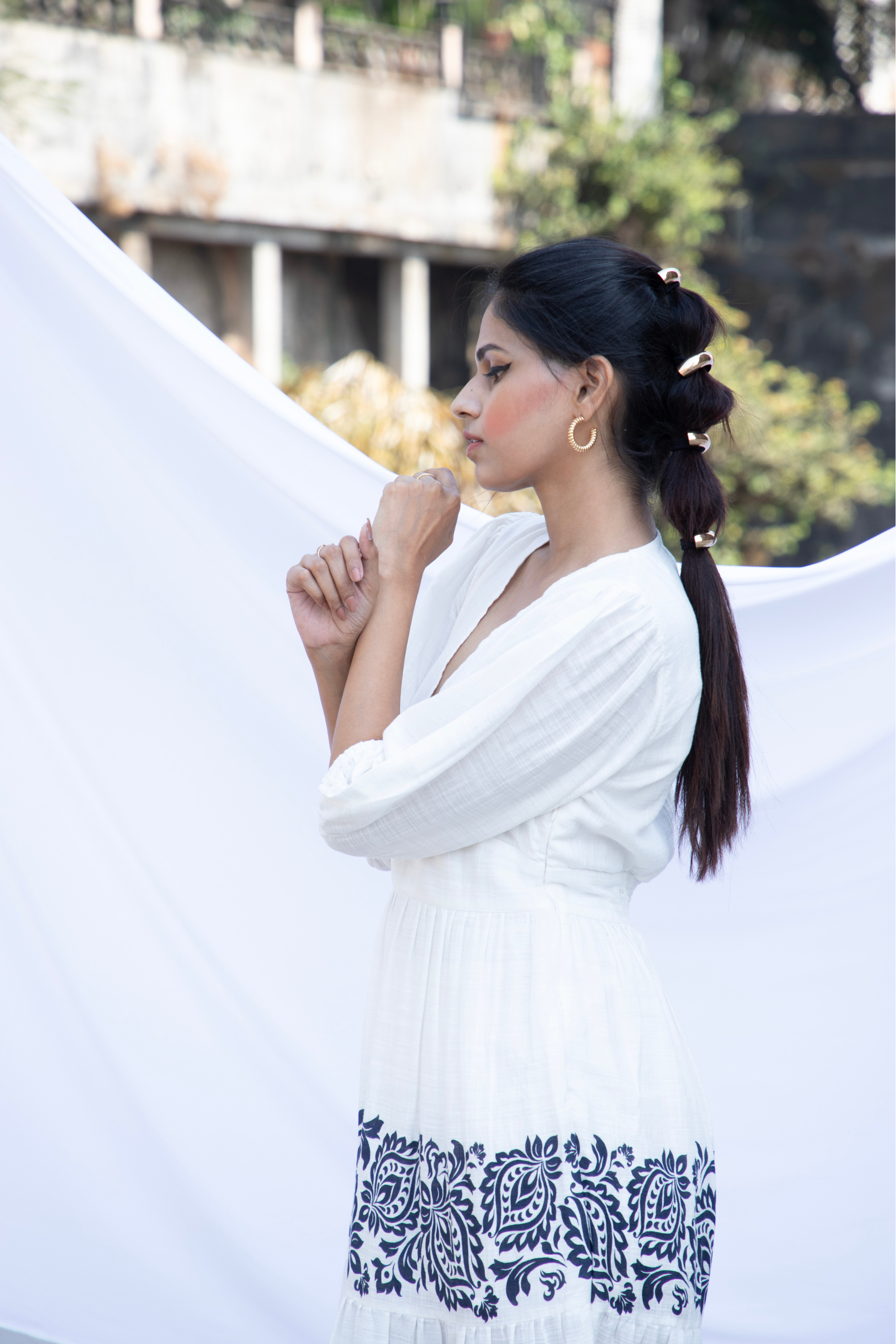 Tiered Dress with Plunge Neckline