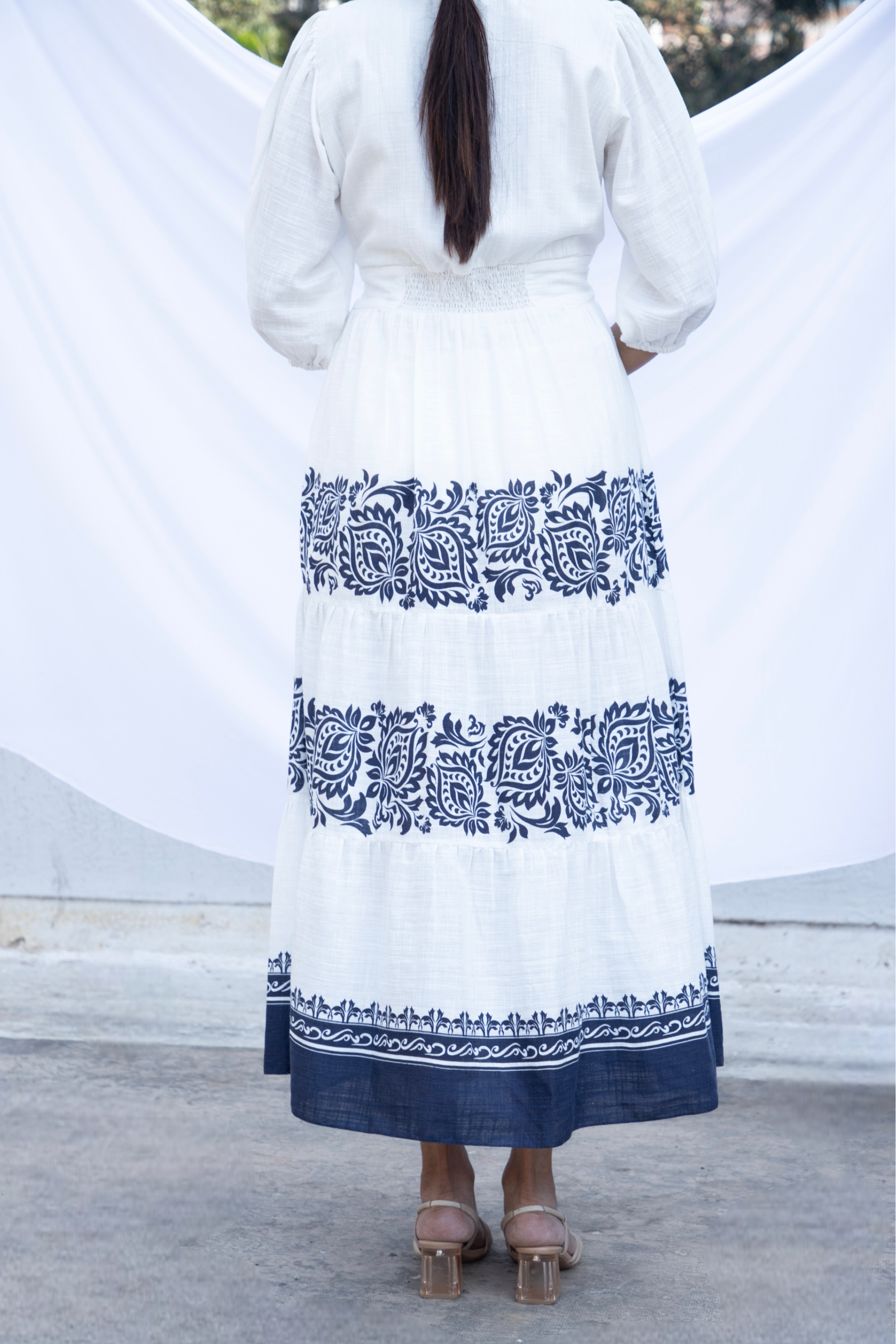 Tiered Dress with Plunge Neckline