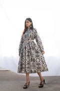Gathered Dress with Macrame Belt