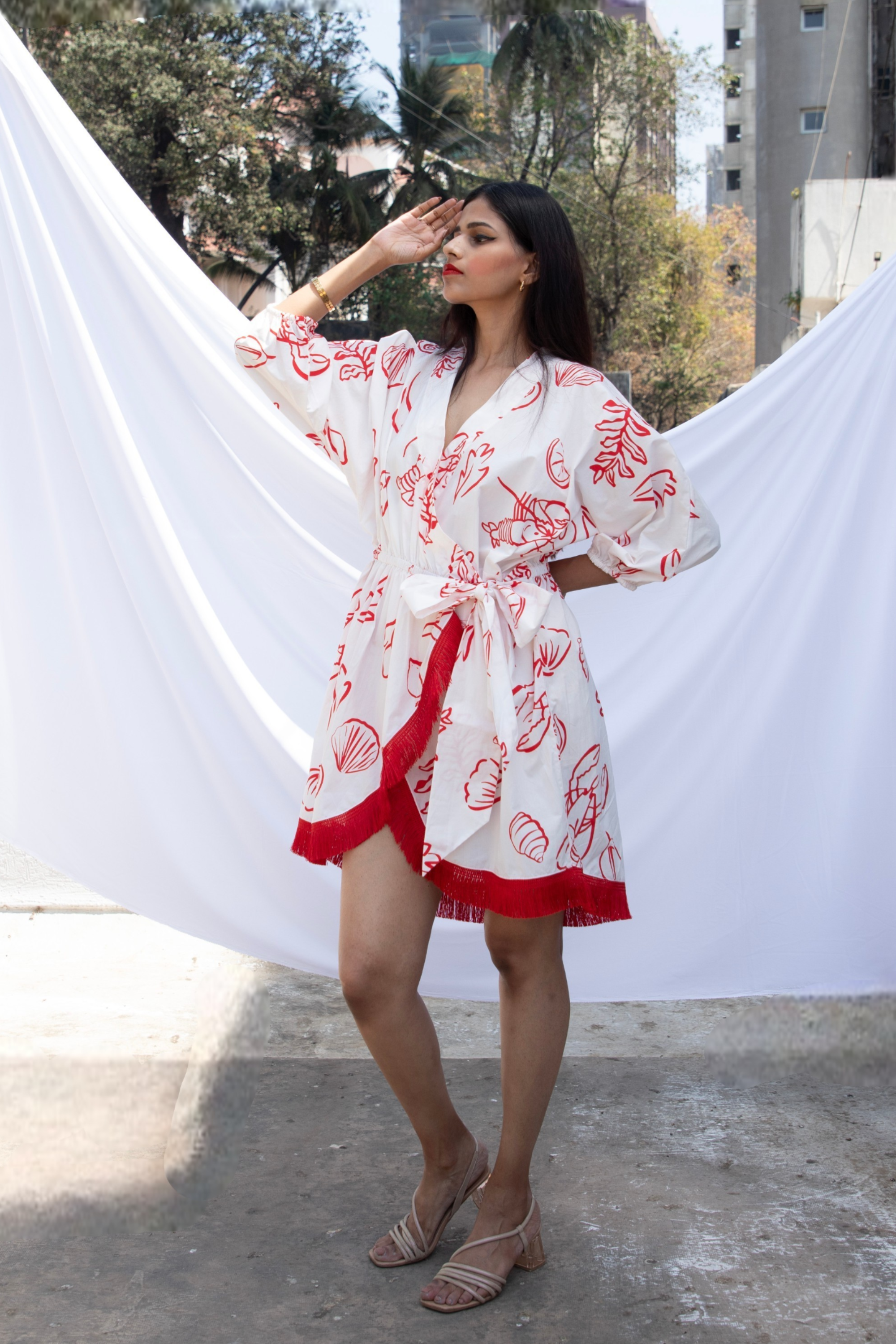 Lobster Print Wrap Around Dress