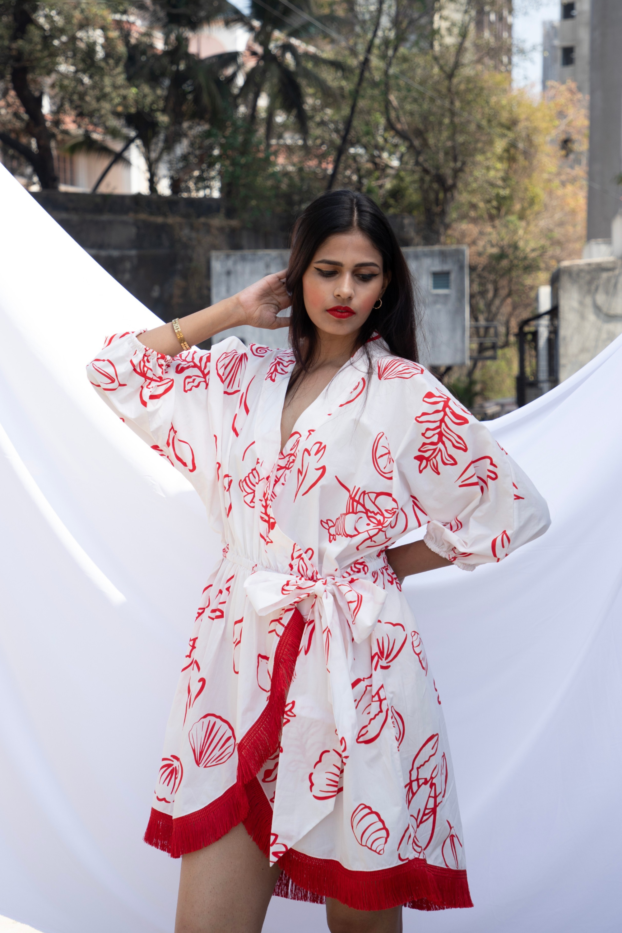 Lobster Print Wrap Around Dress