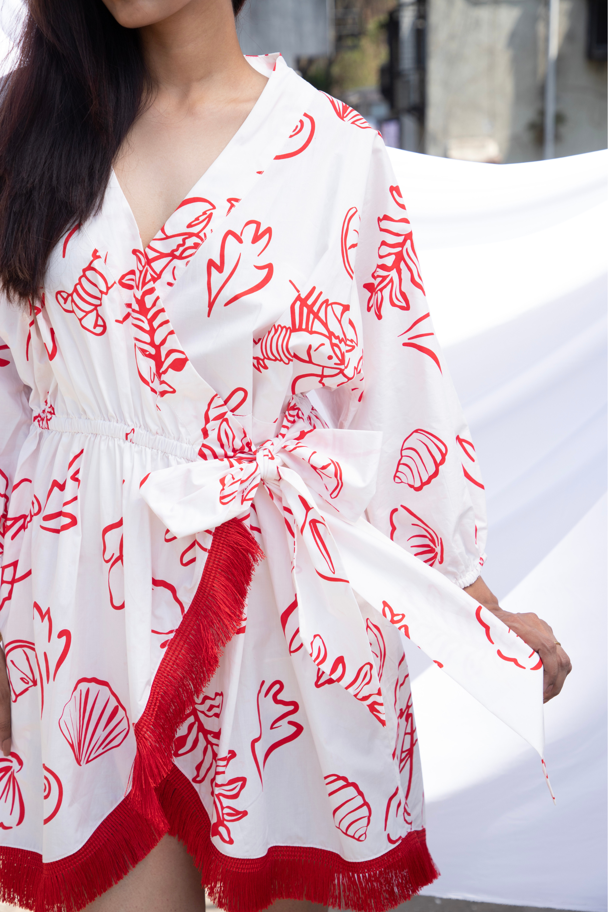 Lobster Print Wrap Around Dress
